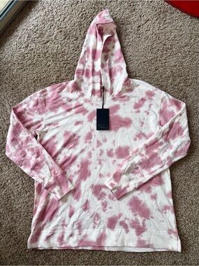 Jane and Delancey Pink and White Tie-Dye Hoodie Sweater